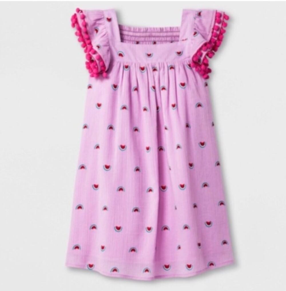 NEW! Cat & Jack Watermelon Pom Pom Dress in PINK (5T)